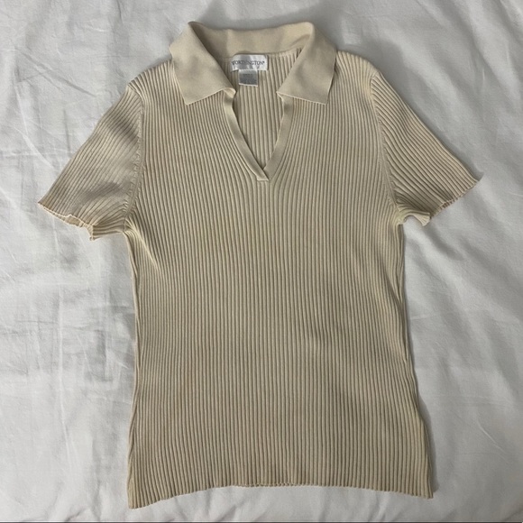 Worthington Cream Collared Silk Blend Sweater - Picture 4 of 8